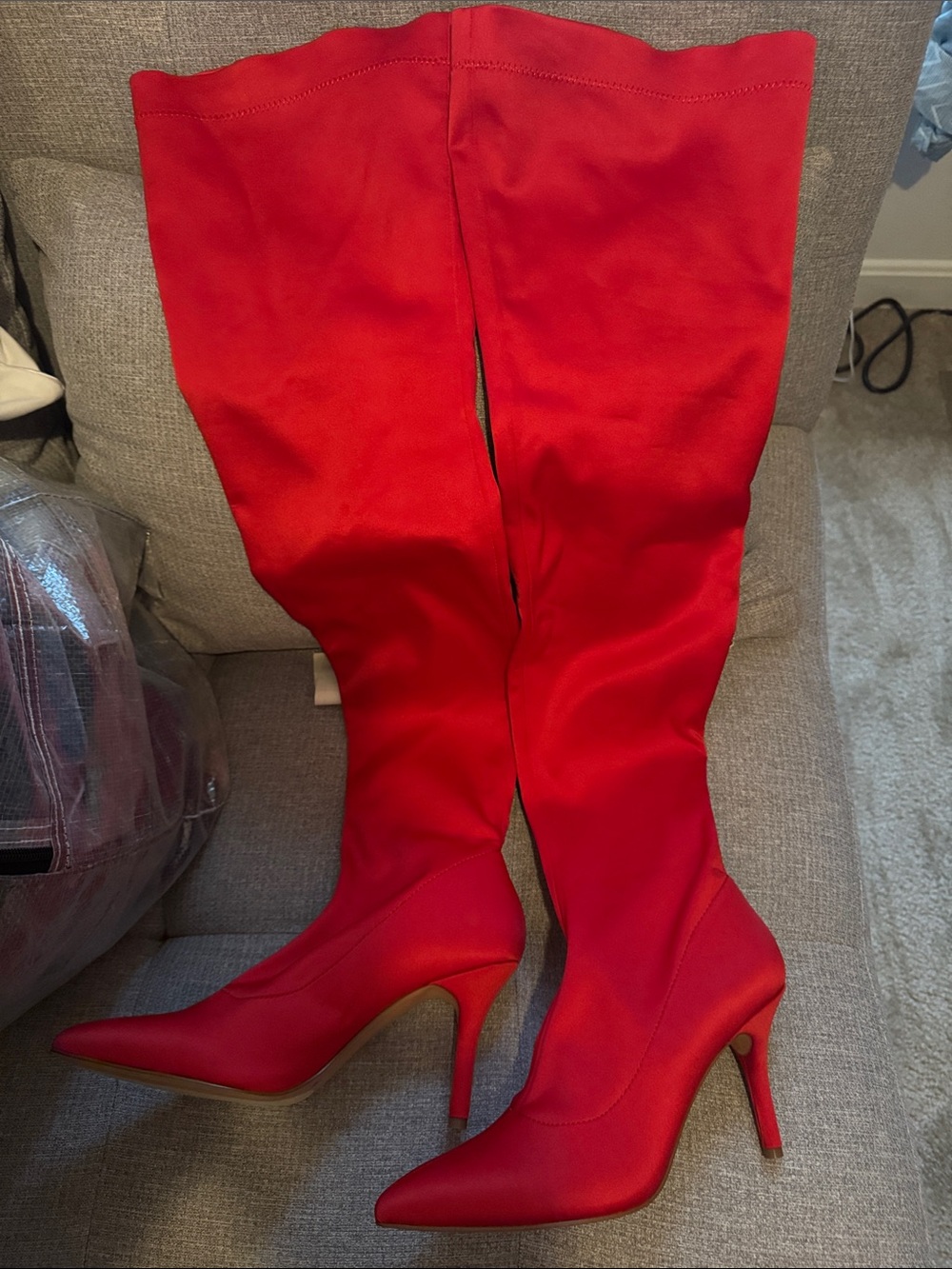 INC International Concepts Red Over-the-Knee Stiletto Boots